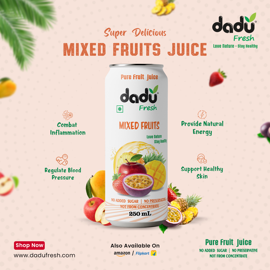 DaduFresh's tweet image. Refresh your day with the perfect blend of nature’s goodness! 🌈🥭🍎
🍓 Sip on Dadu Fresh Mixed Fruit Juice and feel the real taste of health in every drop! 🥤💧 #FreshnessUnleashed #DaduFresh #fruitjuice