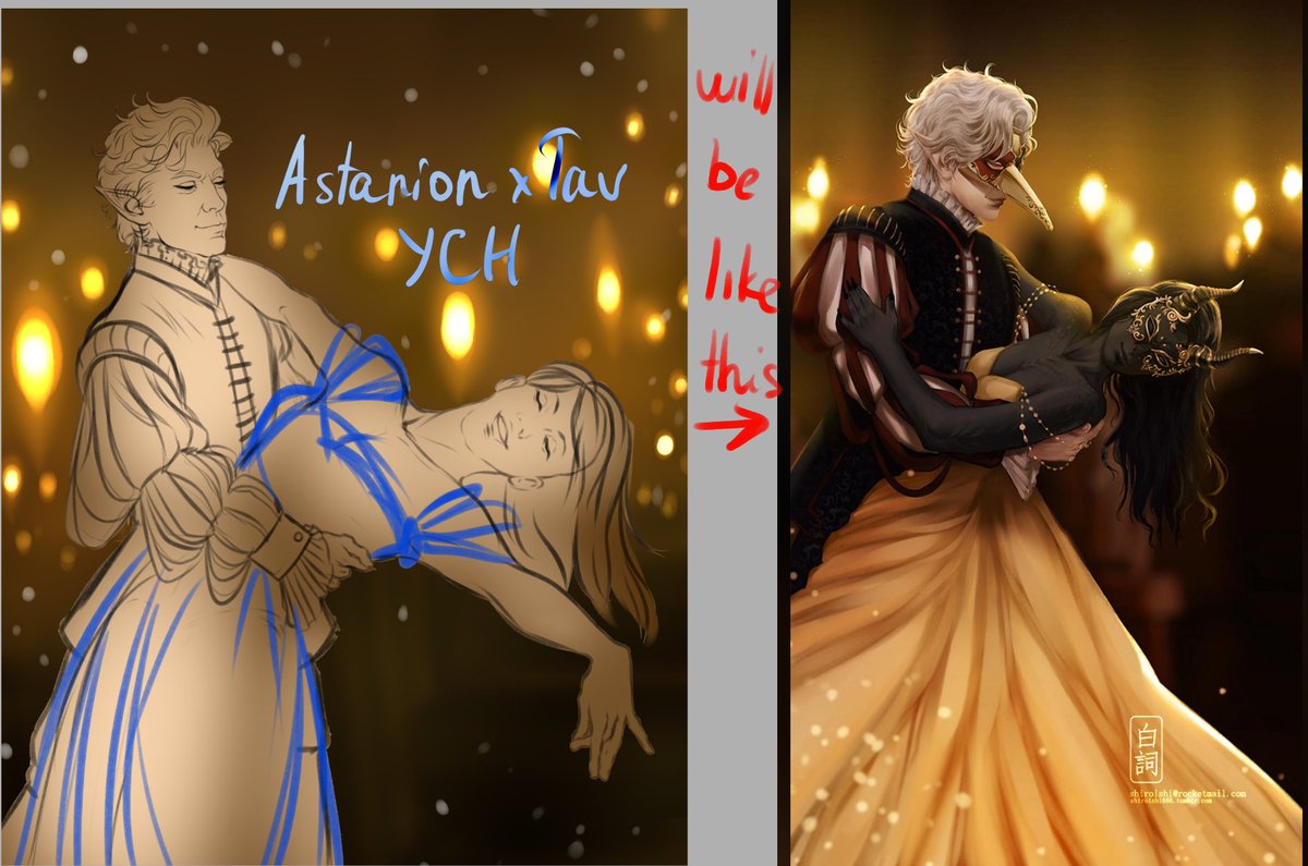 🥰Astarion x Tav YCH - pre-order
Only for character in dress
DM if interested~

One lucky winner will receive it for free~ 
Follow, like, retweet to participate in the lottery👌
Ends 10 Dec

Full info ⬇️