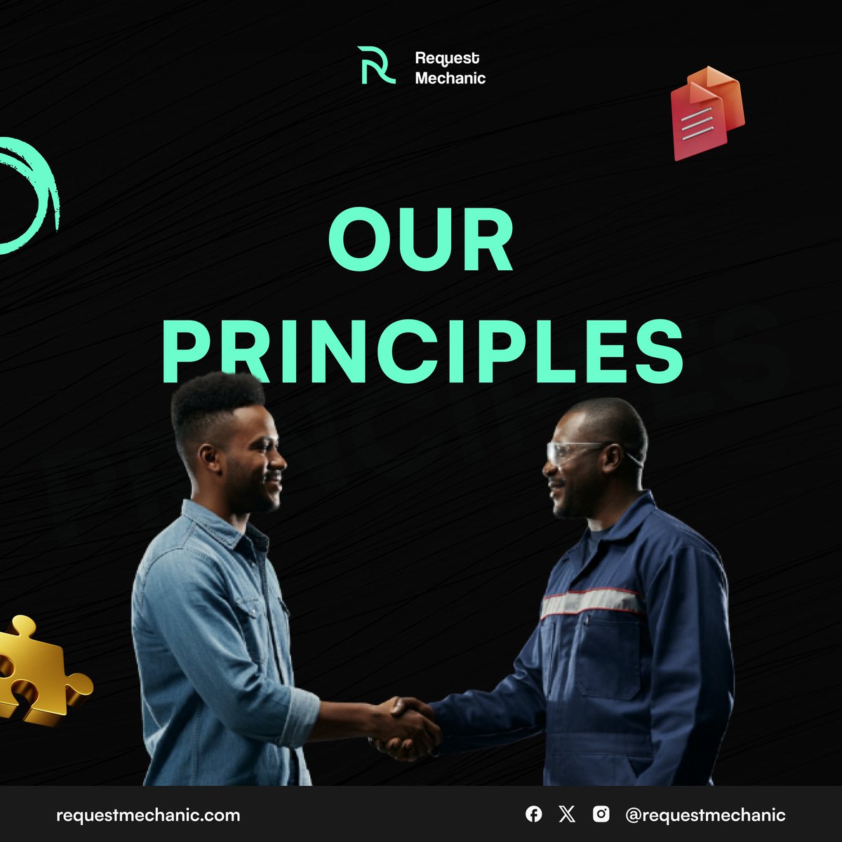 requestmechanic's tweet image. RequestMechanic is more than just car repairs – we’re guided by principles that matter. We prioritize trust, efficiency, and quality service at every step.
From swift responses to expert solutions, our mechanics are dedicated to keeping your car in top shape! 🚙