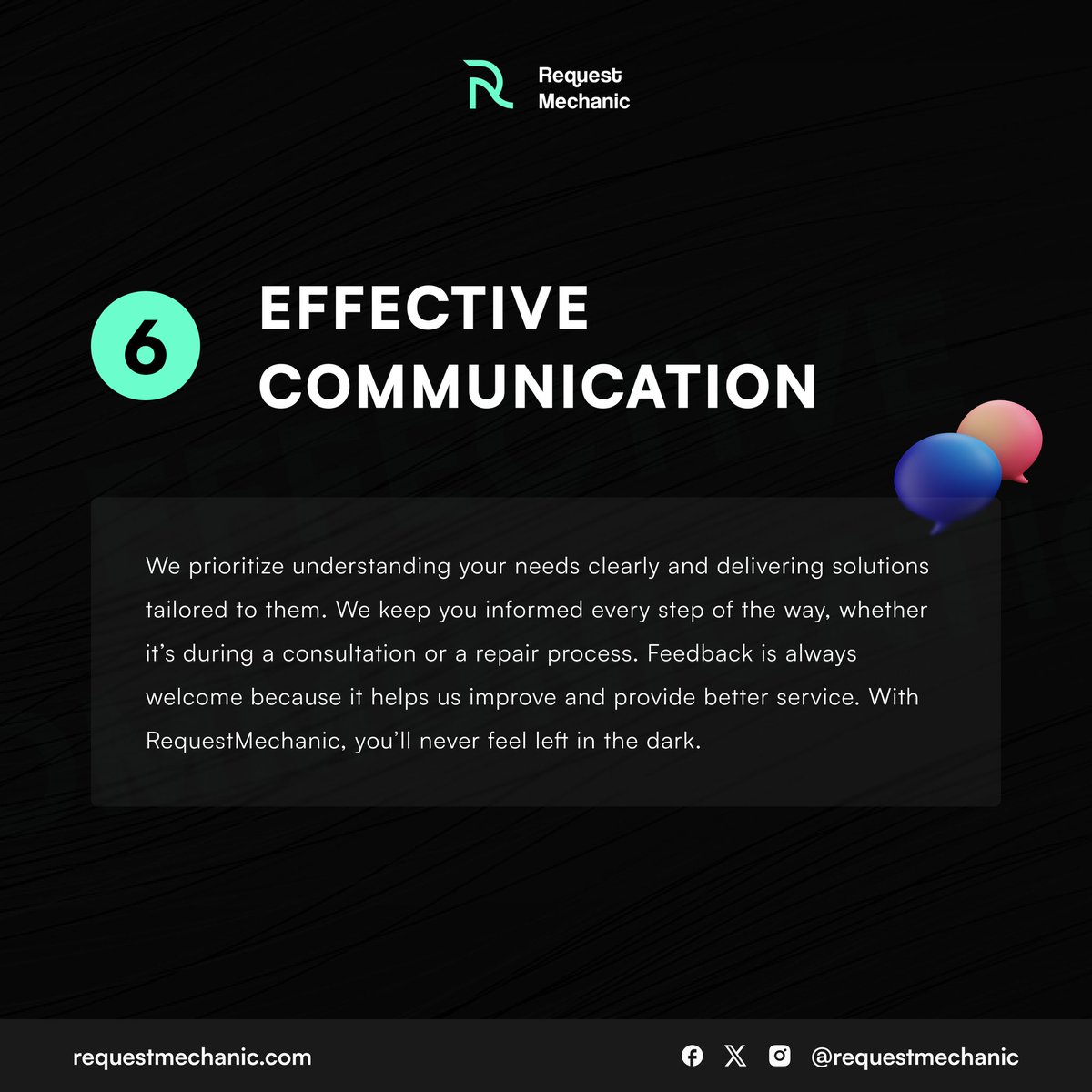 requestmechanic's tweet image. With effective communication and a focus on mutual benefits, we ensure that both customers and mechanics have a win-win experience!
Are you ready to join a community built on values that prioritize your peace of mind?