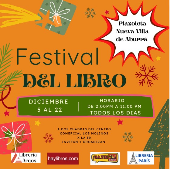 haylibros's tweet photo. 📚✨ ¡Festival del Libro en Medellín!
Del 5 al 22 de diciembre te esperamos en la Plazoleta Villa de Aburrá, para disfrutar de libros, talleres y actividades para todos.
📖 Más de 20.000 libros (leídos y nuevos) de todos los géneros literarios.
¡No te lo pierdas! Entrada libre. https://t.co/97D1eACRng