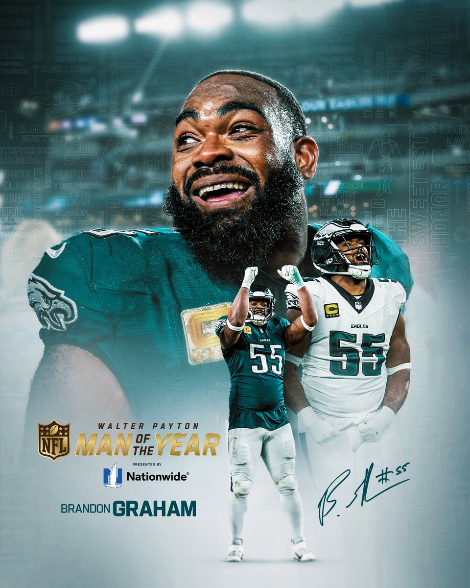 Philadelphia Eagles (@eagles) on Twitter photo A special nomination for a special player.
<a href="/brandongraham55/">Brandon Graham</a> is our Walter Payton Man of the Year nominee!
@nationwide | #WPMOYChallenge A special nomination for a special player.
<a href="/brandongraham55/">Brandon Graham</a> is our Walter Payton Man of the Year nominee!
@nationwide | #WPMOYChallenge