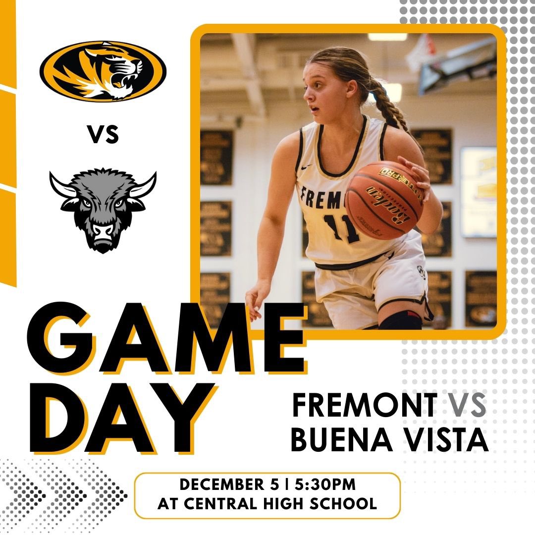 🏀G A M E 🏀 D A Y🏀

🆚 Buena Vista Bison
📍 Central High School
⏰ 5:30pm

#GoTigers