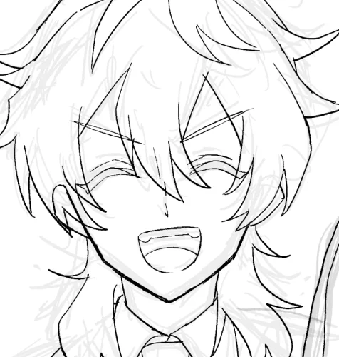 先輩のこんな満面の笑み描いたことあったっけ?ないかも 明日の夜あたりあげられたらいいな 