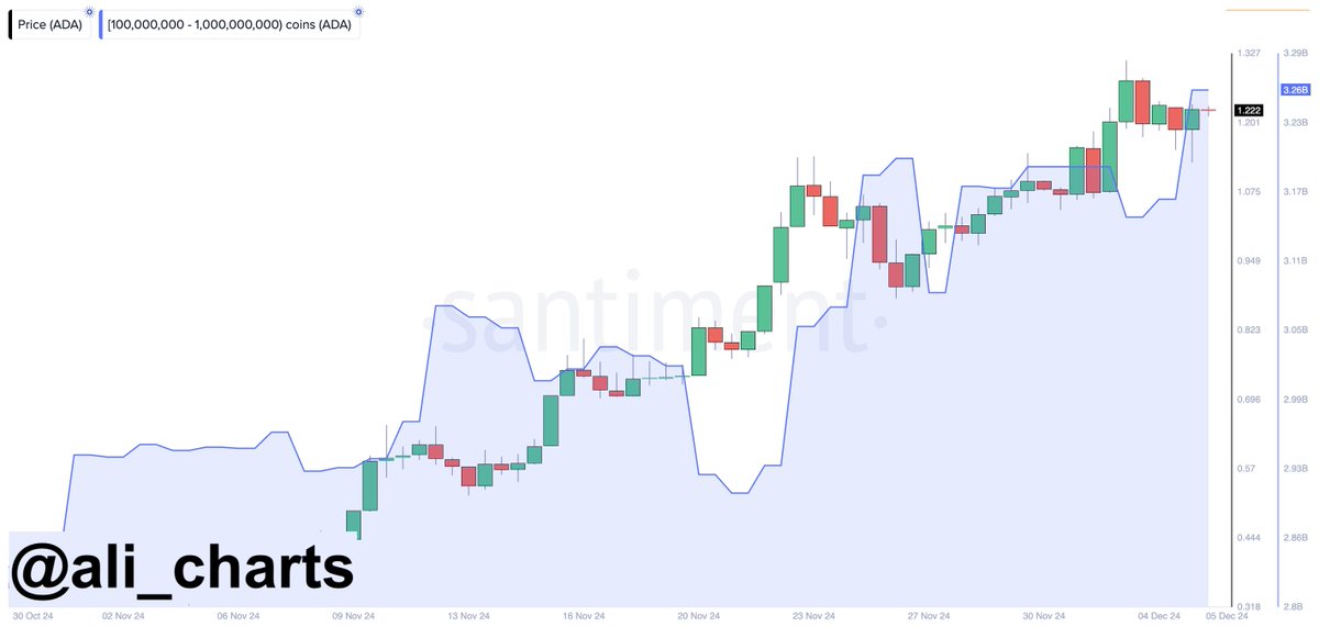 alicharts's tweet photo. #Cardano whales bought over 100 million $ADA in the last 24 hours! https://t.co/IrZjA54tGy