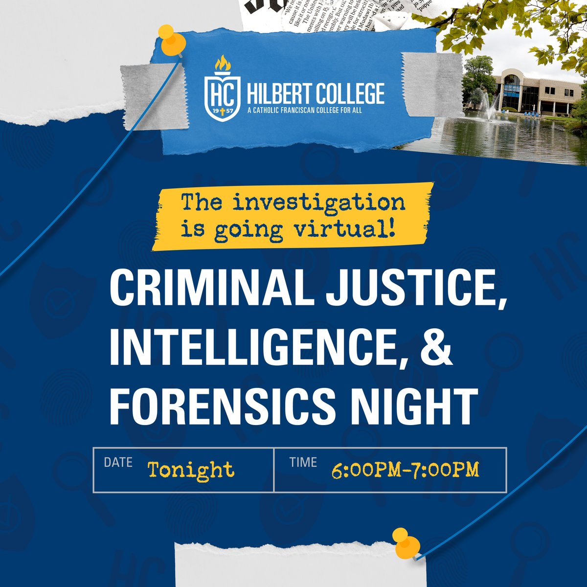 🕵️☃️ The investigation must go on! Due to unpredictable Buffalo weather, CJIF Night is going virtual. Visit hilbert.pulse.ly/qd6niohdrd to register if you haven't already and you will receive a Zoom link to tonight's event.