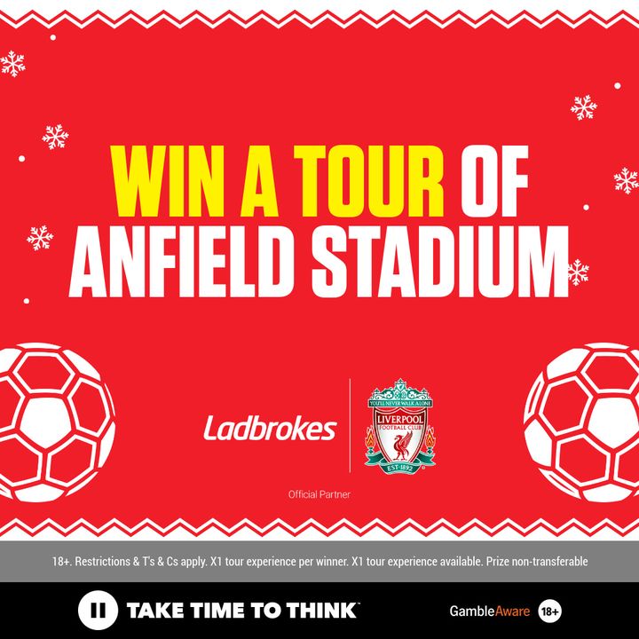 Day FIVE of our LADVENT calendar, and the prizes don't come much bigger than this! 👀 

Ever wanted to go behind the scenes of one of Europe's most successful football clubs!? ⚽ 

As the Official Sports Betting Partner of Liverpool FC we're giving away a tour of Anfield Stadium!