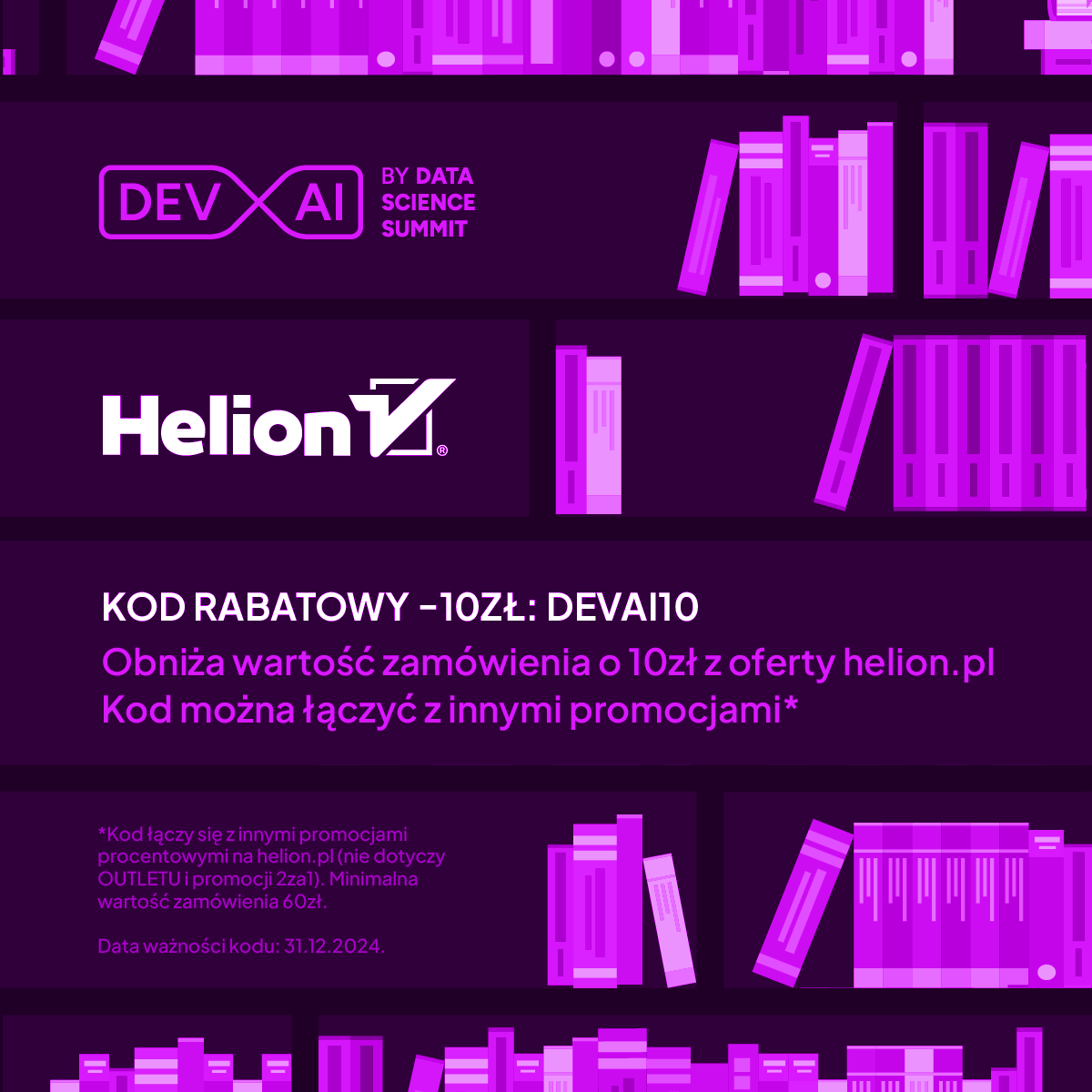 Pierwszy dzień Online #DevAI24 już trwa a w przerwach pomiędzy wystąpieniami zachęcamy do przejrzenia oferty <a href="/HelionPL/">Helion.pl</a> , który jako nasz Partner Medialny przygotował specjalną ofertę dla wszystkich uczestników i fanów DevAI by DSS. 🎉
--
helion.pl
