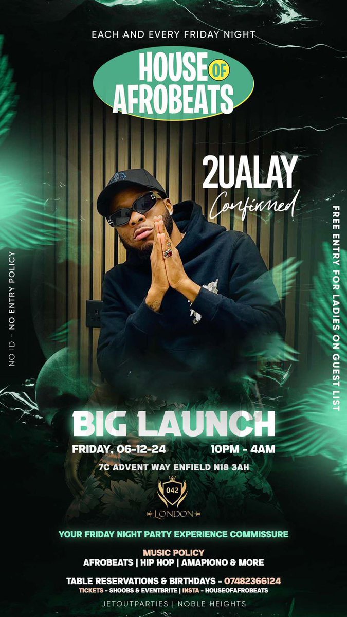 2ualay's tweet photo. This Friday 2ualay is liveee @042 London 🎤🔈 https://t.co/YcCtZoHbe4