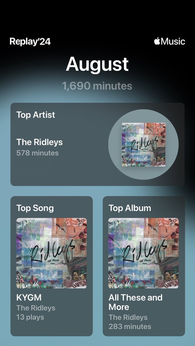 goldenbibe's tweet photo. August was all about @TheRidleysMusic 

hindi man pumayag si universe na makapunta ako sa first con niyo, someday the stars will align and I’ll get to see you perform live. I hope it’ll be sooner 😊 https://t.co/OTuZCBTejB
