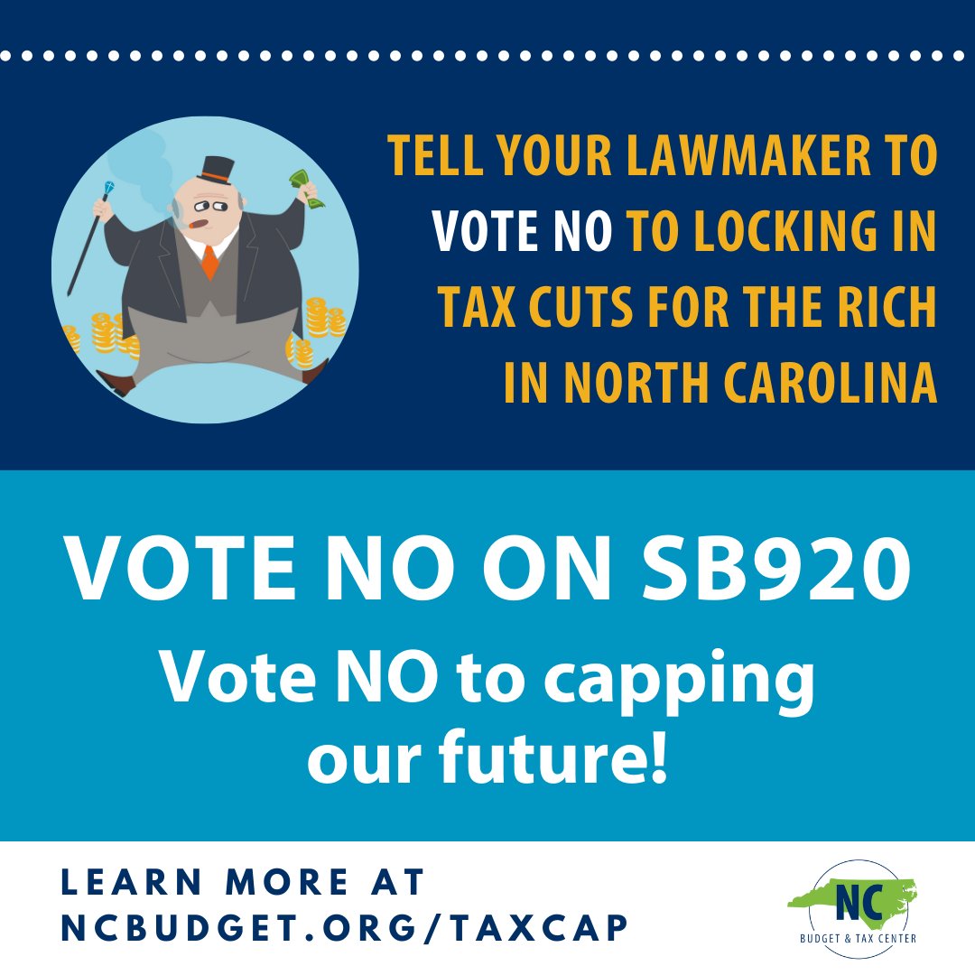 ncbudgetandtax's tweet photo. ‼️ Take action NC: let’s stop lawmakers from capping our future!

Lawmakers are voting on the harmful bill SB920 that would lock tax cuts for the wealthiest into our state Constitution. Contact your representative now and tell them to vote NO on SB920!

https://t.co/tRxuil0hWa https://t.co/MJYPOKN66U