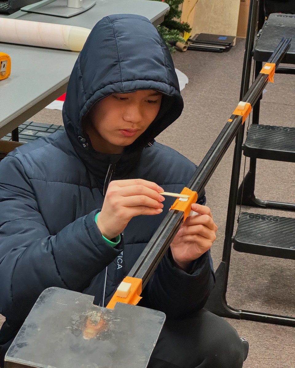 wc_rocketry's tweet photo. Rail guides have been epoxied. Rocket assembly is complete. Next week primer and paint. #rocketcontest #arc25 https://t.co/V0lPwl2pkU