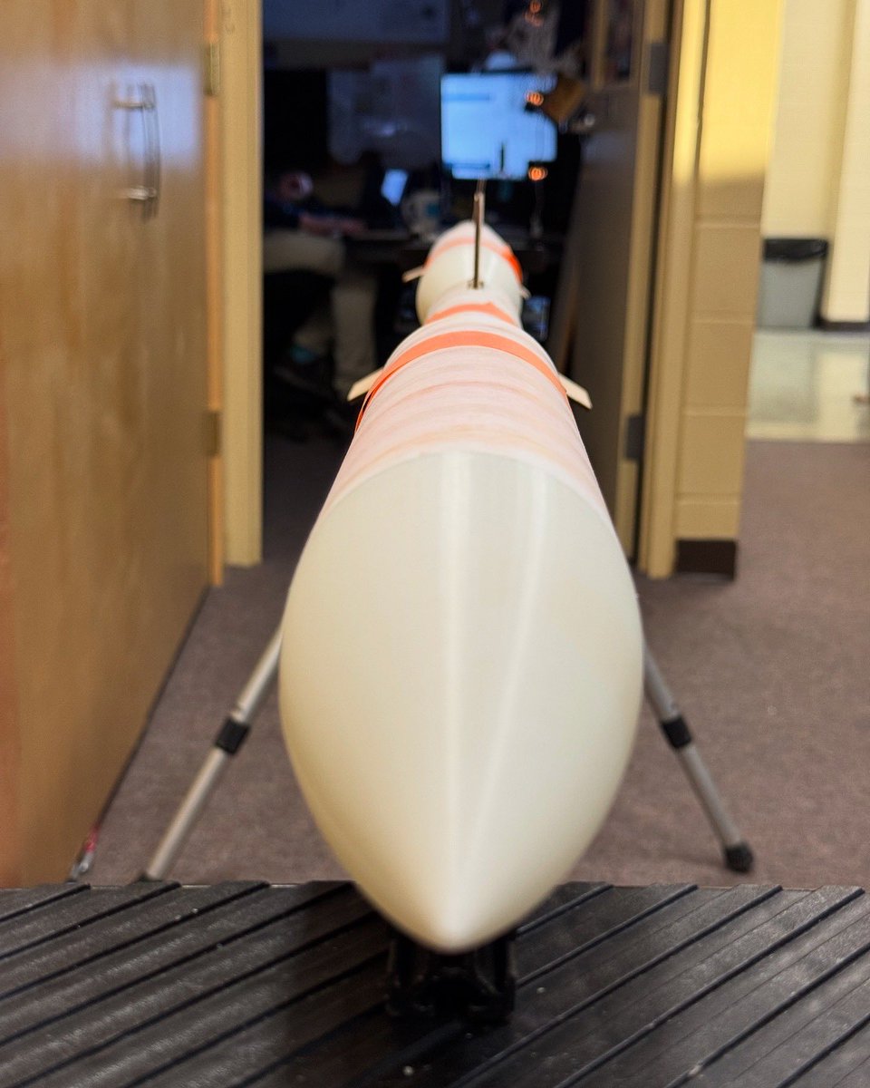 wc_rocketry's tweet photo. Rail guides have been epoxied. Rocket assembly is complete. Next week primer and paint. #rocketcontest #arc25 https://t.co/V0lPwl2pkU
