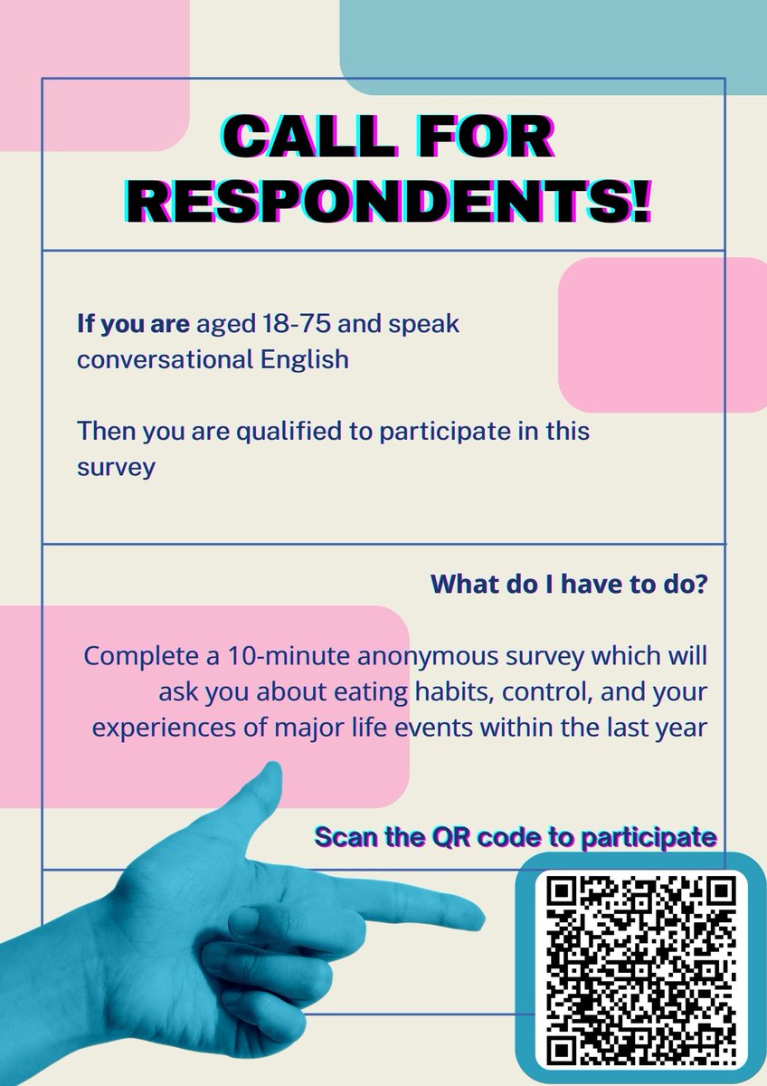 My MSc student Ciara is currently collecting data for her major dissertation. Her research is investigating relationships between stressful life events, locus of control, and eating habits. Please consider participating and sharing: forms.office.com/e/XuRC5QD5A3