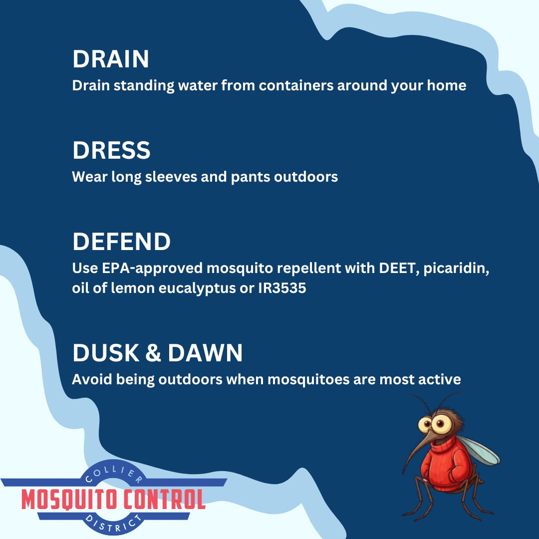 Despite the cold weather, mosquitoes are still looking for their next meal. Follow the 5 Ds to help protect yourself and your families from potential disease. #FightTheBiteCollier