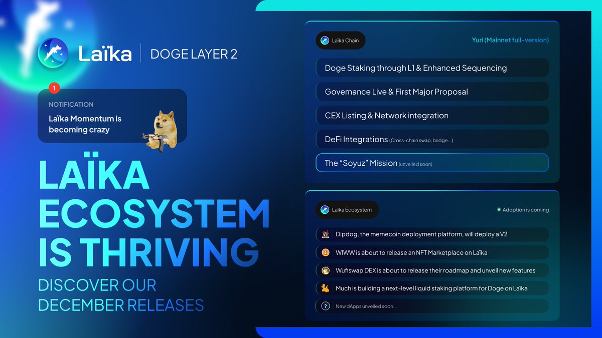 December is set to be massive for the Laika Ecosystem 🙌

We're here to deliver the best DogFi experience.