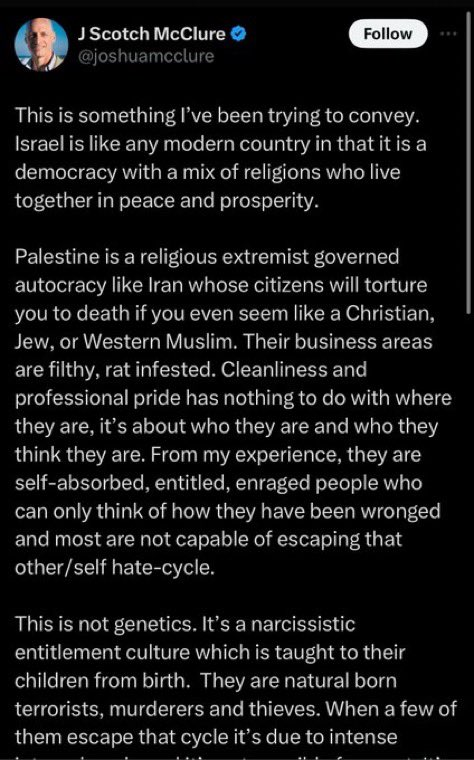 StopArabHate's tweet photo. 🚨 “Cleanliness has nothing to do with who they are… They are natural born terrorists”

- @joshuamcclure, CEO of Maxwell Biosciences in Texas https://t.co/xUTxwVu1Pb