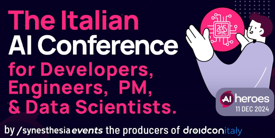 AI Heroes is a one day event for Developers, Engineers, Data Scientists and Product Managers to update on both the academic learnings that are paving the future, and also the commercial expectations and current case studies on how to work with AI. ticket.synesthesia.it/events/aih-24/