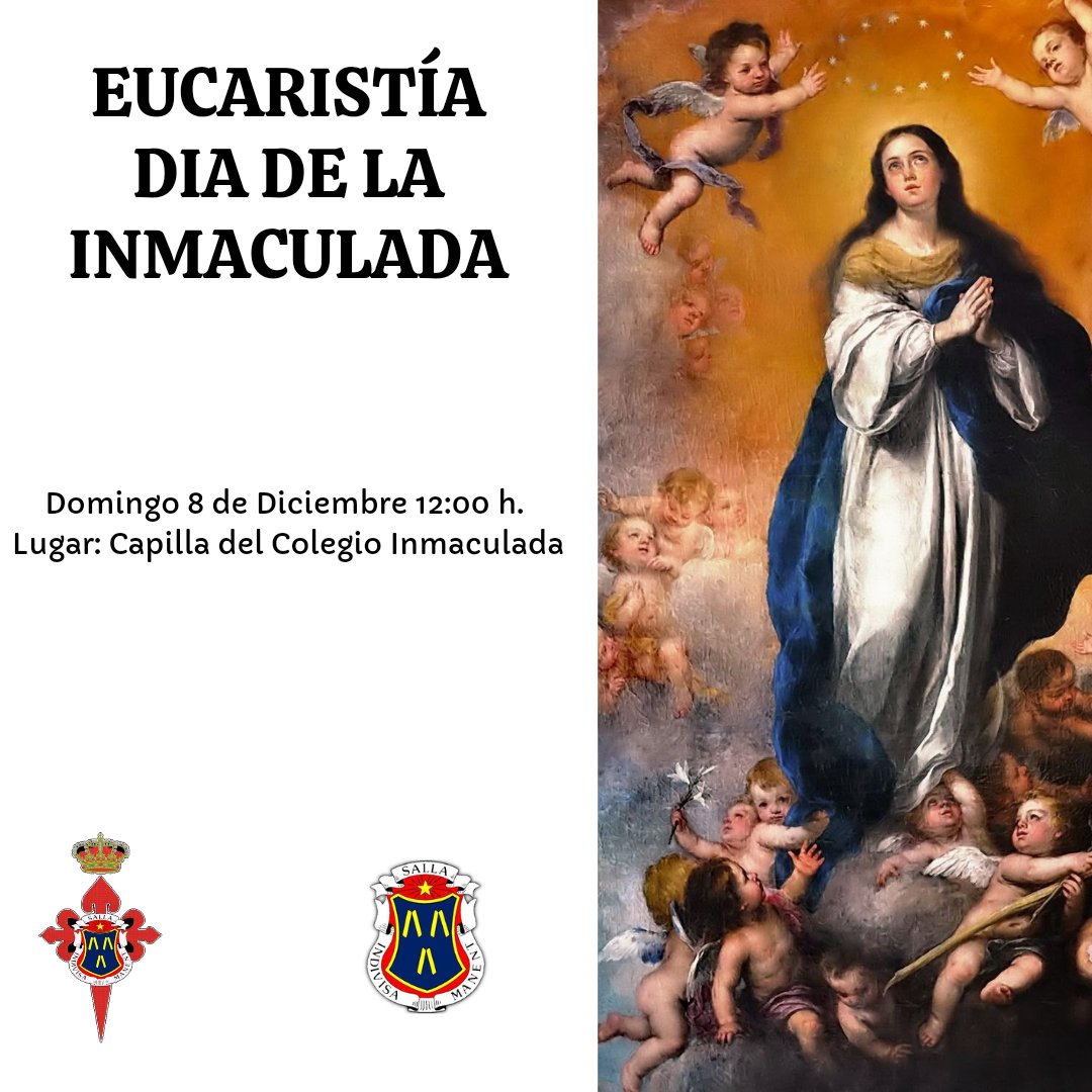 Eucaristía " Día de la Inmaculada"

Día: Domingo 8 de diciembre

Hora: 12:00

Lugar: Capilla del Colegio "La Inmaculada"

#cofradiahermanos #inmaculada