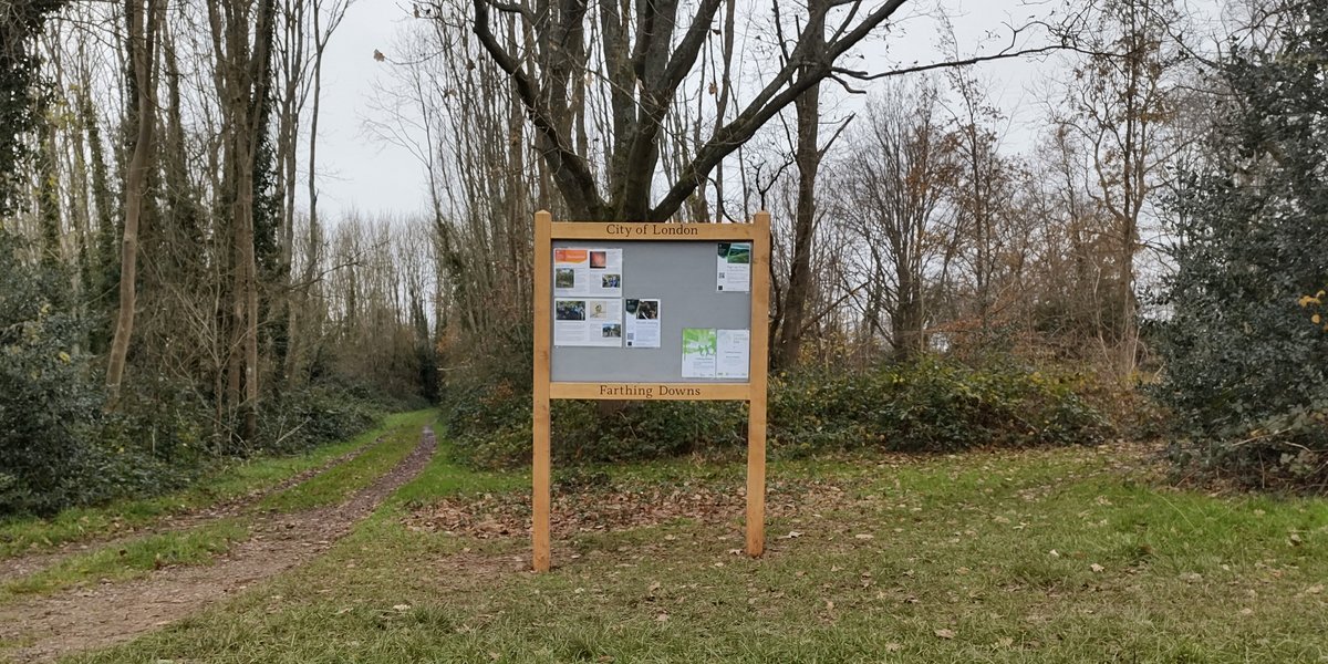 HeritageClsdn's tweet photo. Thanks to the #FarthingDowns volunteers, there's a new noticeboard on New Hill just off Drive Road https://t.co/3WLCL4Wk4Z