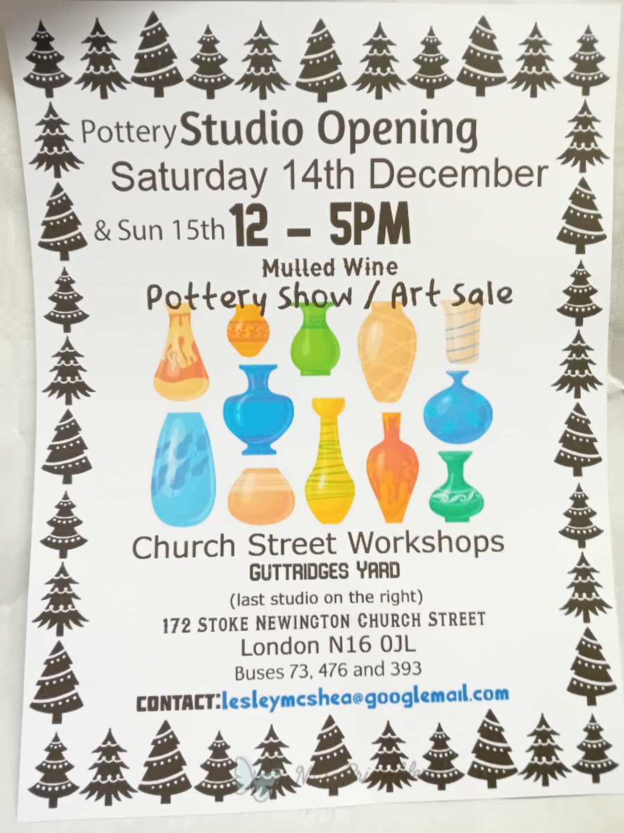 Pottery open studio on Sat 14th Dec.