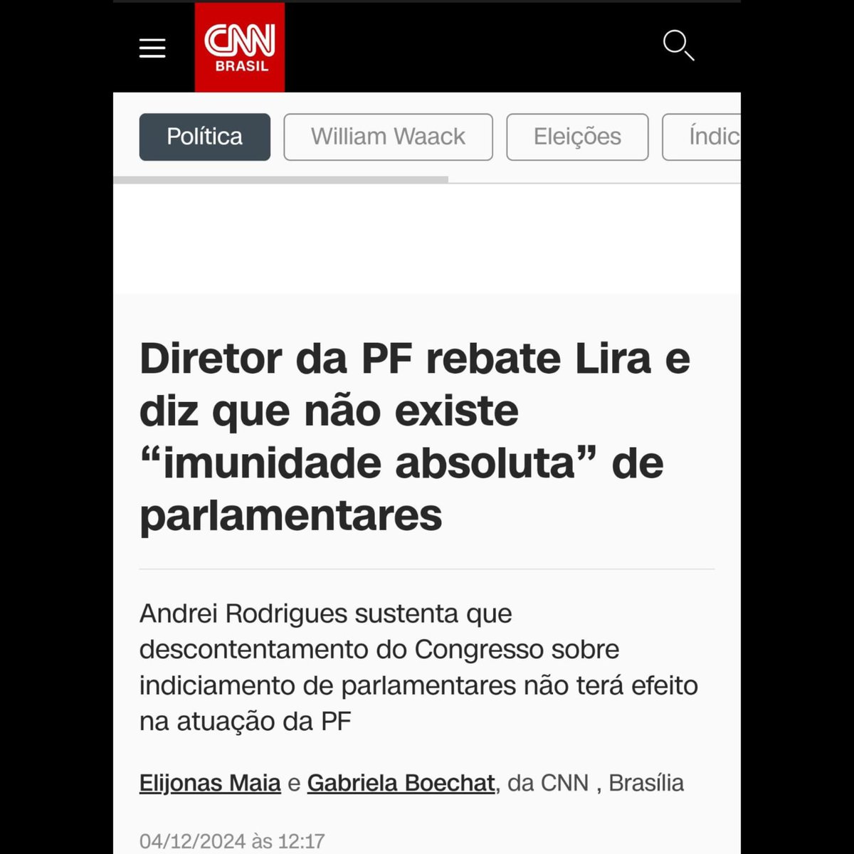 jairbolsonaro's tweet photo. – Era só o que faltava: o Diretor-Geral da Polícia Federal agora acha que pode "rebater" e ensinar ao Presidente da Câmara dos Deputados o que é imunidade parlamentar, o que é liberdade de expressão e o que os deputados podem ou não falar na tribuna.

– Um subordinado do Executivo está desrespeitando o presidente da Câmara, ignorando a separação de poderes, se intrometendo em questões internas ao Legislativo e afrontando diretamente um dos direitos mais sagrados da democracia: a palavra livre dos representantes do povo.

– Minha solidariedade ao presideente da Câmara dos Deputados, Arthur Lira, e aos deputados Eduardo Bolsonaro, Marcel Van Hattem e Cabo Gilberto. 

– Todos os parlamentares, independente de partido político ou eventuais divergências, precisam reafirmar a independência do Legislativo e exigir o respeito inegociável às suas prerrogativas constitucionais, principalmente por parte do diretor-geral da Polícia Federal, que exerce uma função que não pode continuar sendo contaminada por questões ideológicas e político-partidárias.

– Se essa postura não for corrigida com a força e a legitimidade do Parlamento, em breve a situação poderá se tornar incontornável.