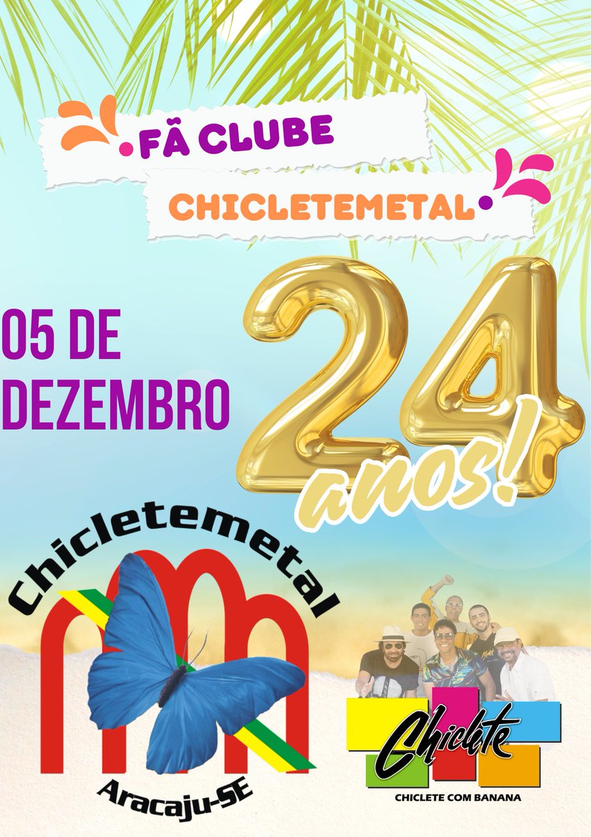 Um dos maiores fãs clubes da super banda do Brasil! Parabéns para todos os associados e amigos que desde 2000 vibram, cantam e se emocionam com o som do Chiclete com Banana #ChicleteComBanana #Chicletemetal #Dez5 <a href="/SegueoChiclete/">Chiclete com Banana 💙</a>