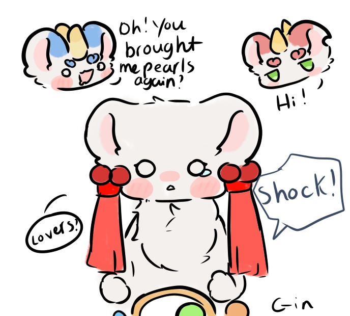 Shakycoconut's tweet photo. Pipi was playing with his brother but then Jewel Sitting Mongoose appeared to give Pipi the pearl and Jewel Sitting Mongoose accidentally thought they were lovers.
#有兽焉 #YouShouYan #FabulousBeasts #fanart https://t.co/KQZDWaF7Zq
