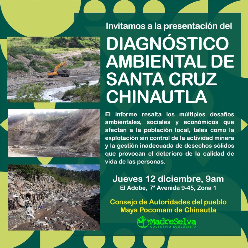 🟢 ¿Te interesa conocer sobre la situación ambiental que enfrenta la población en Chinautla y sobre la situación de las fuentes de agua?
Te esperamos este 12 de diciembre a las 9.00am.