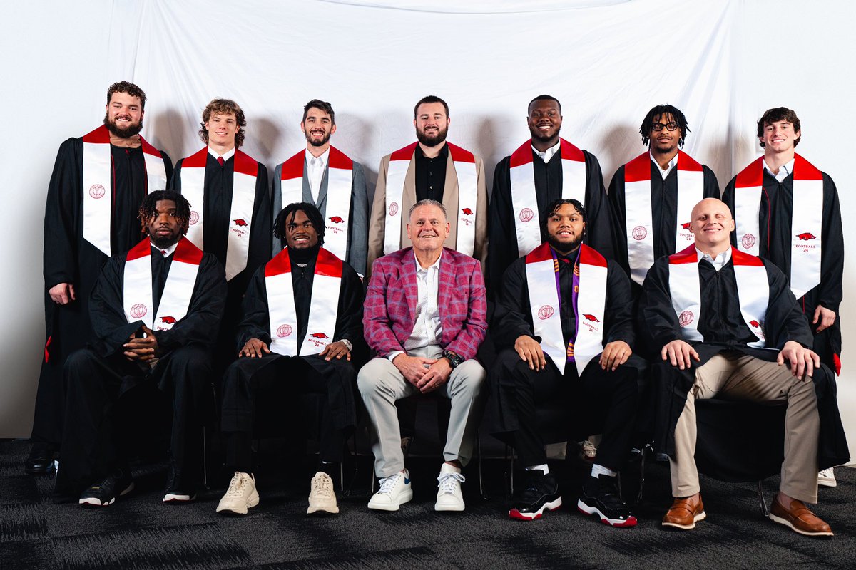 HogsFBDev's tweet photo. Congratulations to our Fall 2024 graduates! You’ve shown remarkable dedication both on and off the field. Wishing you all the best as you embark on the exciting new chapters in your lives! 🐗🎓 https://t.co/daD8d4wS12