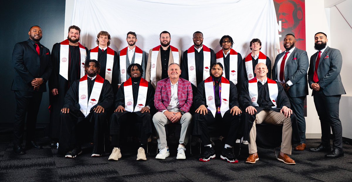 HogsFBDev's tweet photo. Congratulations to our Fall 2024 graduates! You’ve shown remarkable dedication both on and off the field. Wishing you all the best as you embark on the exciting new chapters in your lives! 🐗🎓 https://t.co/daD8d4wS12
