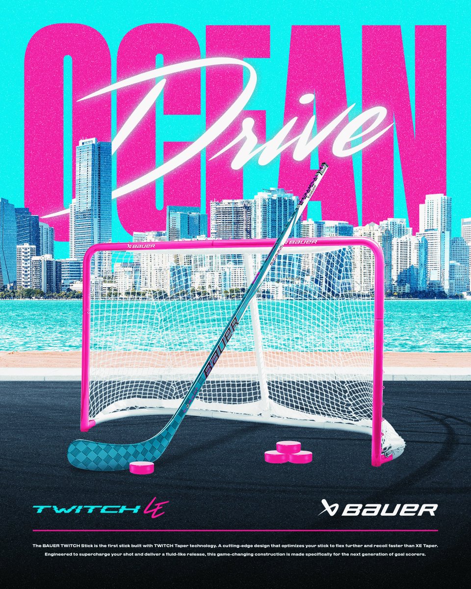 Introducing: OCEAN DRIVE TWITCH 🌴

Inspired by Miami's bright lights and hot weather lifestyle, this ultra limited-edition TWITCH  brings heat to any rink. Order now to be one of the few to own this unique stick.