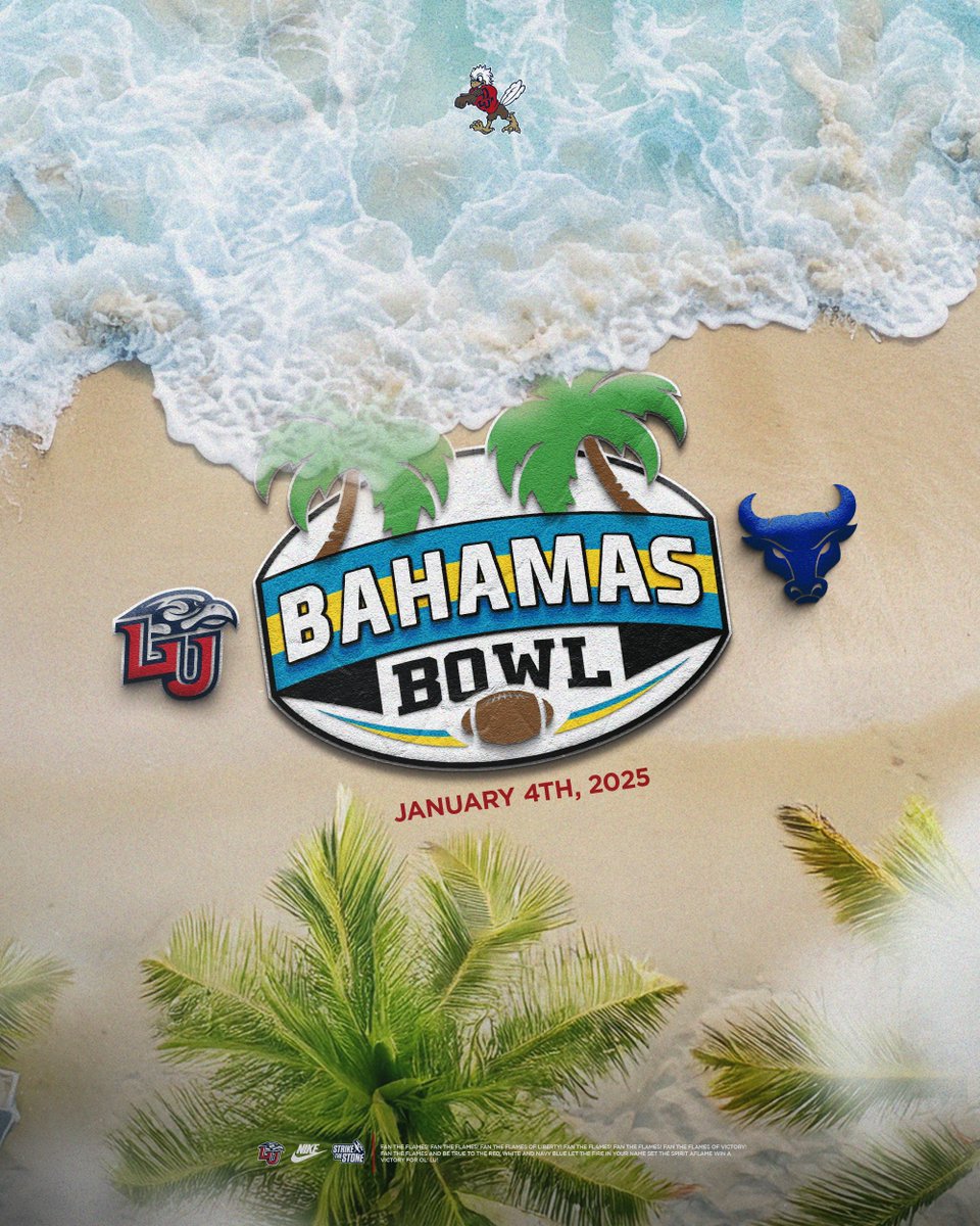 Liberty Football (@libertyfootball) on Twitter photo We're going bowling in the Bahamas! 🌴
Liberty will face Buffalo in <a href="/TheBahamasBowl/">Bahamas Bowl</a>.
More Info: Libertyflames.com/bowlcentral We're going bowling in the Bahamas! 🌴
Liberty will face Buffalo in <a href="/TheBahamasBowl/">Bahamas Bowl</a>.
More Info: Libertyflames.com/bowlcentral