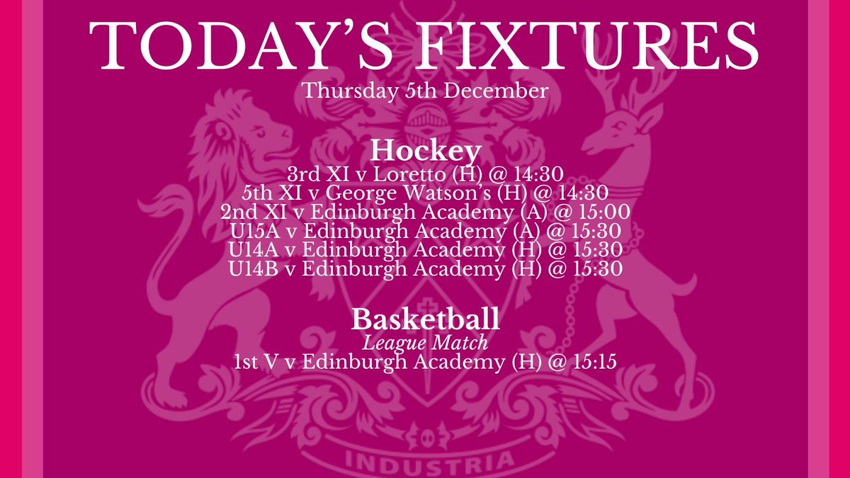 Details of today’s fixtures
