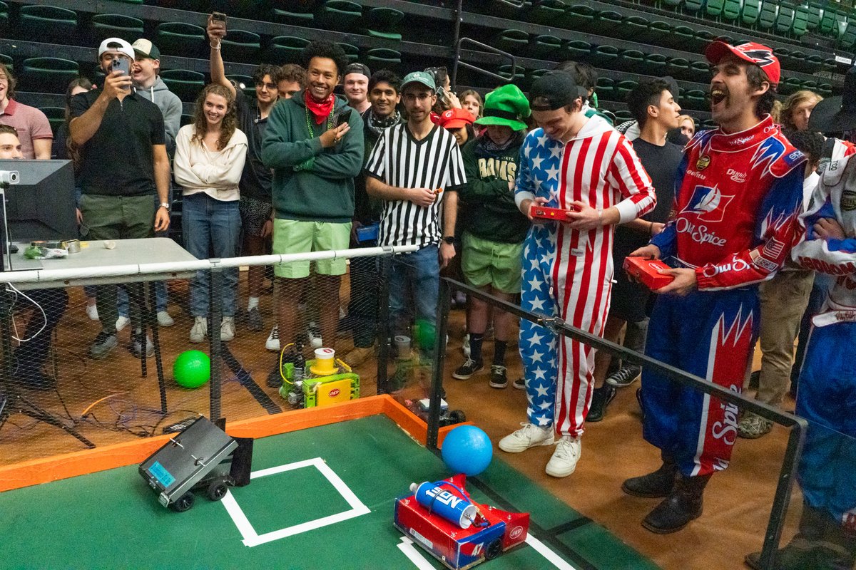 ColoradoStateU's tweet photo. On Saturday, Dec. 7, @csuengineering’s MECH 202 class is holding the annual RoboRam Cup, a single-elimination soccer tournament between robots, at Moby Arena. ⚽️🤖

For more details on the event: https://t.co/TilMbg7zAO https://t.co/9Dp5lkJH0w