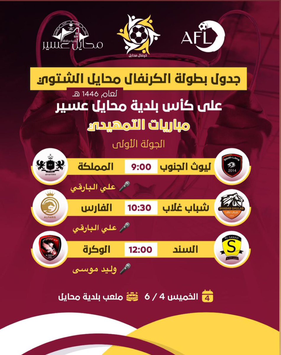 ALSANAD1422's tweet photo. • #السند يلاقي #الوكرة                      

بطاقة المباراة : 

⚽️: #السند  🆚  #الوكرة            
🗓️: الخميس
⏱️:: 12:00
🏟️: ملعب الكرنفال
🏆: بطولة #الكرنفال_محايل_الشتوي 2024 
بالتوفيق سندنا 💛🖤👏🏻
#السند 💛🖤 https://t.co/rd56V2mm3o