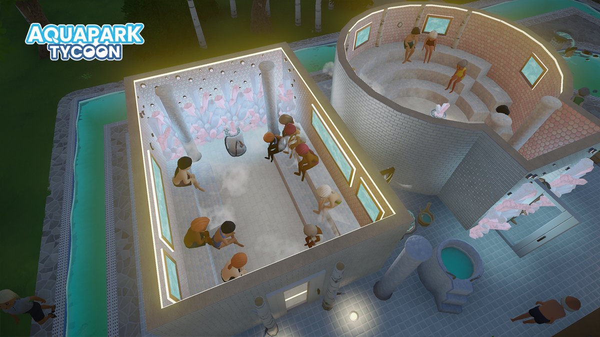 Are you ready for a good steam?
On this Second Sunday of Advent, we’d like to introduce you to our Steam Bath in #AquaparkTycoon! 🕯️🕯️

High humidity levels &amp; mild temperatures make the it a great opportunity for your guests to boost metabolism and relax. 💨

Wishlist on Steam!