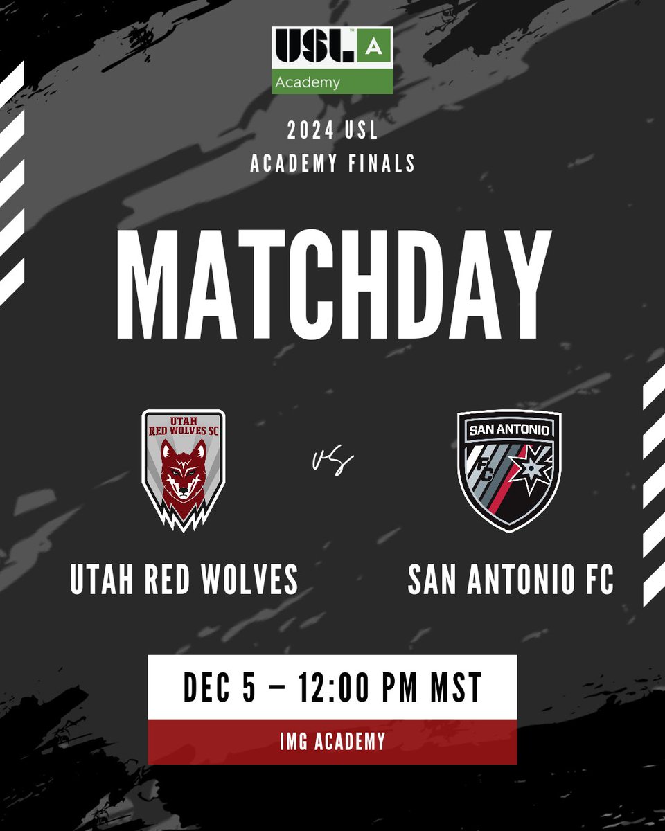 UTRedWolvesSC's tweet image. USL Academy Finals Round of 16.

Up The Wolves 🐺 ⚽️

#RedWolves #PathToPro #Academy #USL #USLA #PackTheDen #utahredwolves #DaleRedWolves #DefendTheDen #everygamecounts #uslacademyfinals

Watch Here
sportsengineplay.com/USL/USL-Academ…