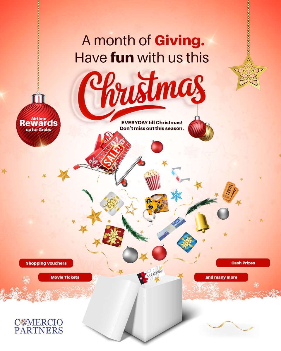 Comerciopartner's tweet photo. We're here with more gifts for you this festive period!
Carrying on till the 25th of December,follow our pages, test your knowledge, and receive daily delights from us for our Month of Giving!
#ComercioPartners #AMonthOfGiving #FinancialFreedom #NewBeginnings #investment https://t.co/SDuHWhOIl6