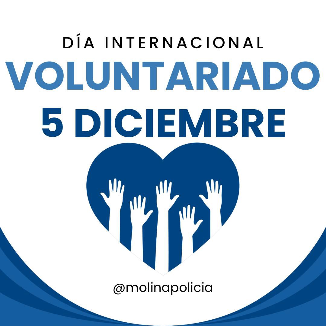 MolinaPolicia's tweet photo. #5D Día Internacional de los Voluntarios, fecha para resaltar la importante labor que realizan todas aquellas personas que deciden de forma desinteresada tender una mano amiga para hacer de nuestro mundo un lugar mejor.
#IfEveryoneDid #IVD2024
#DíaInternacionaldelosVoluntarios https://t.co/4U12NjiODc