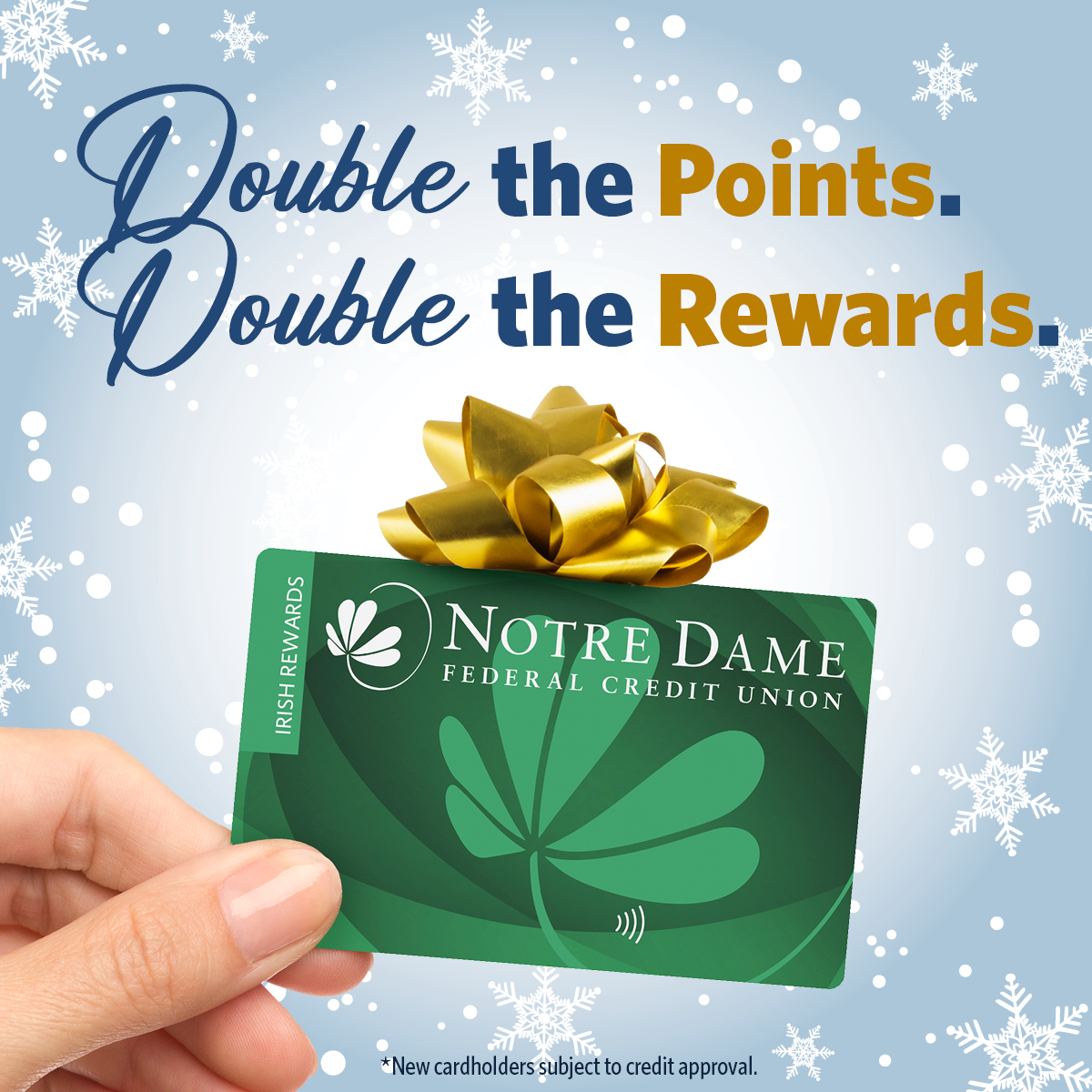 TweetNDFCU's tweet photo. Shopping this holiday season is an opportunity for you to earn double points when you shop with your Irish Rewards Credit Card! Double the points means double the rewards! https://t.co/iDYvIKYew6