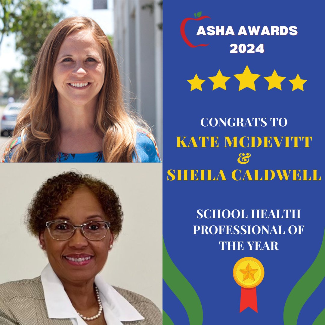 ASHAnews's tweet photo. Congratulations to our 2024 #ASHA Award winners! We're grateful for these inspiring leaders driving progress in #schoolhealth.

Also, congrats to our Presidential Citations awardees: Fran Meyer, Dr. Kayce Solari Williams, Larry Olsen, Tanvi Gahlot, &amp; Paige Toop! https://t.co/WhHKAkwbNH