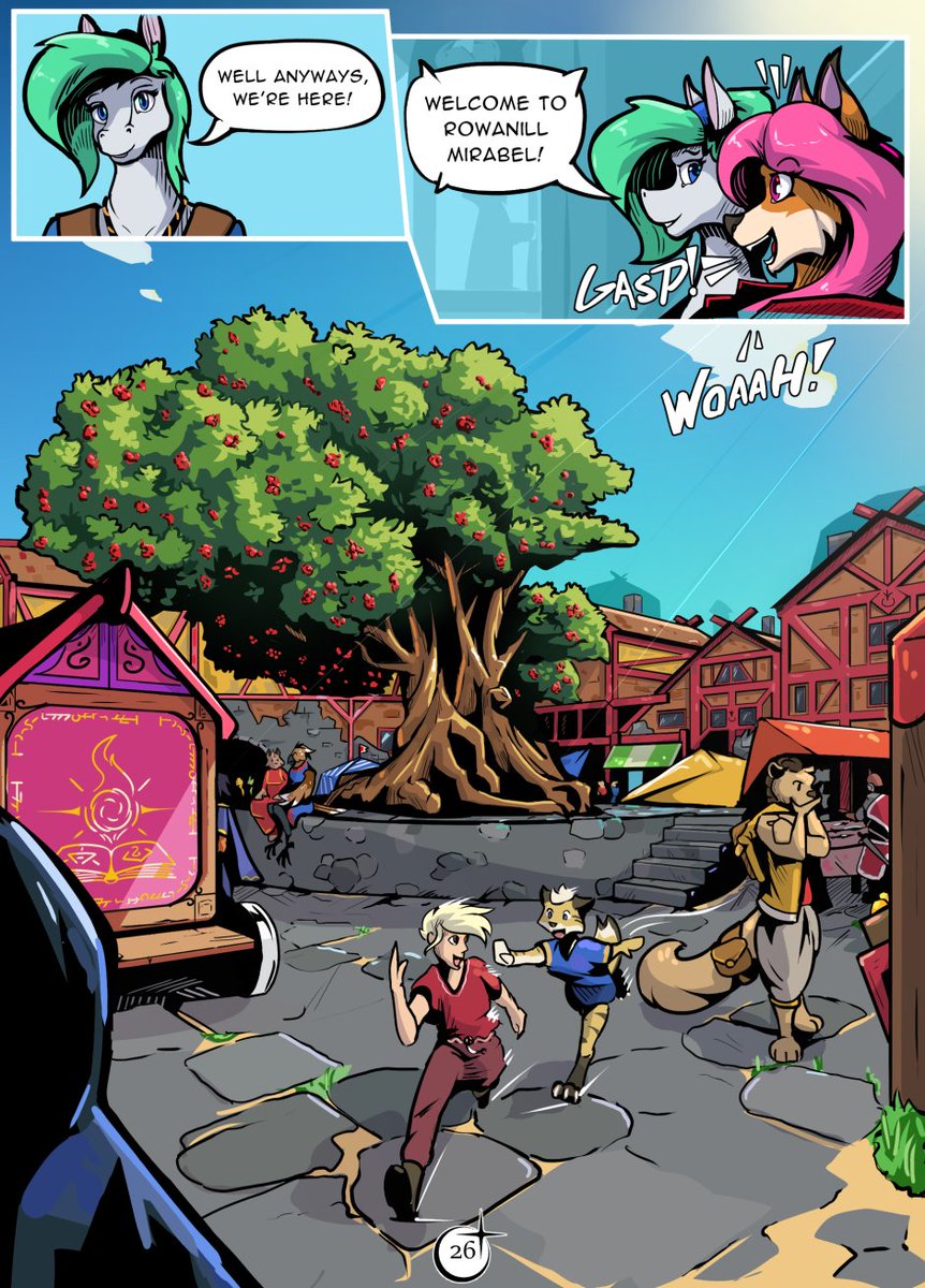 FauxFowl's tweet photo. Welcome to Rowanill, Town of the Old Rowan! :)

You can read the whole comic so far at: https://t.co/jY4XVHCqIv or https://t.co/Xe9eqcuGdi

#furryart #furry #comic #webcomic #mirabel #erika #homecauldron https://t.co/KbTNeQ2yzb