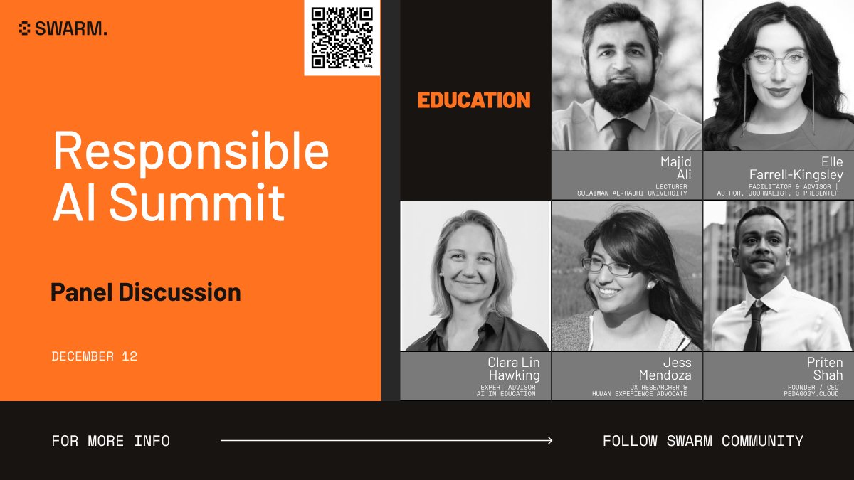_pedagogy's tweet photo. 🚨 Exciting Event Alert: Responsible AI Summit! 🚨

Priten Shah, Founder & CEO of https://t.co/LVtb09S4ar, is joining an incredible panel at the Responsible AI Summit to discuss the intersection of AI and education! 🌐 This panel, featuring thought leaders like Majid Ali, Elle Farrell-Kingsley, Clara Lin Hawking, and Jess Mendoza, will dive deep into how we can responsibly integrate AI into education for ethical and impactful change.

📅 When: December 12  
💡 Panel Discussion Topic: Education & AI  

In addition, Priten will also be leading a keynote session titled: AI as a Tool for Humanizing Liberal Arts Education: Engaging Students in the Age of Automation"
📆 When: December 11-13, 2024 (Online)  
🔗 Details & Registration: https://t.co/vcpD5i55lz 

Don’t miss these conversations about shaping the future of AI in education while prioritizing equity and human connection. Let’s reimagine the role of technology in lifelong learning!  

#ResponsibleAI #AIinEducation #FutureOfLearning #EdTech #EthicalAI #PritenShah #PedagogyCloud