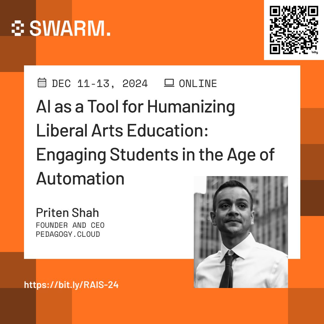 _pedagogy's tweet photo. 🚨 Exciting Event Alert: Responsible AI Summit! 🚨

Priten Shah, Founder & CEO of https://t.co/LVtb09S4ar, is joining an incredible panel at the Responsible AI Summit to discuss the intersection of AI and education! 🌐 This panel, featuring thought leaders like Majid Ali, Elle Farrell-Kingsley, Clara Lin Hawking, and Jess Mendoza, will dive deep into how we can responsibly integrate AI into education for ethical and impactful change.

📅 When: December 12  
💡 Panel Discussion Topic: Education & AI  

In addition, Priten will also be leading a keynote session titled: AI as a Tool for Humanizing Liberal Arts Education: Engaging Students in the Age of Automation"
📆 When: December 11-13, 2024 (Online)  
🔗 Details & Registration: https://t.co/vcpD5i55lz 

Don’t miss these conversations about shaping the future of AI in education while prioritizing equity and human connection. Let’s reimagine the role of technology in lifelong learning!  

#ResponsibleAI #AIinEducation #FutureOfLearning #EdTech #EthicalAI #PritenShah #PedagogyCloud
