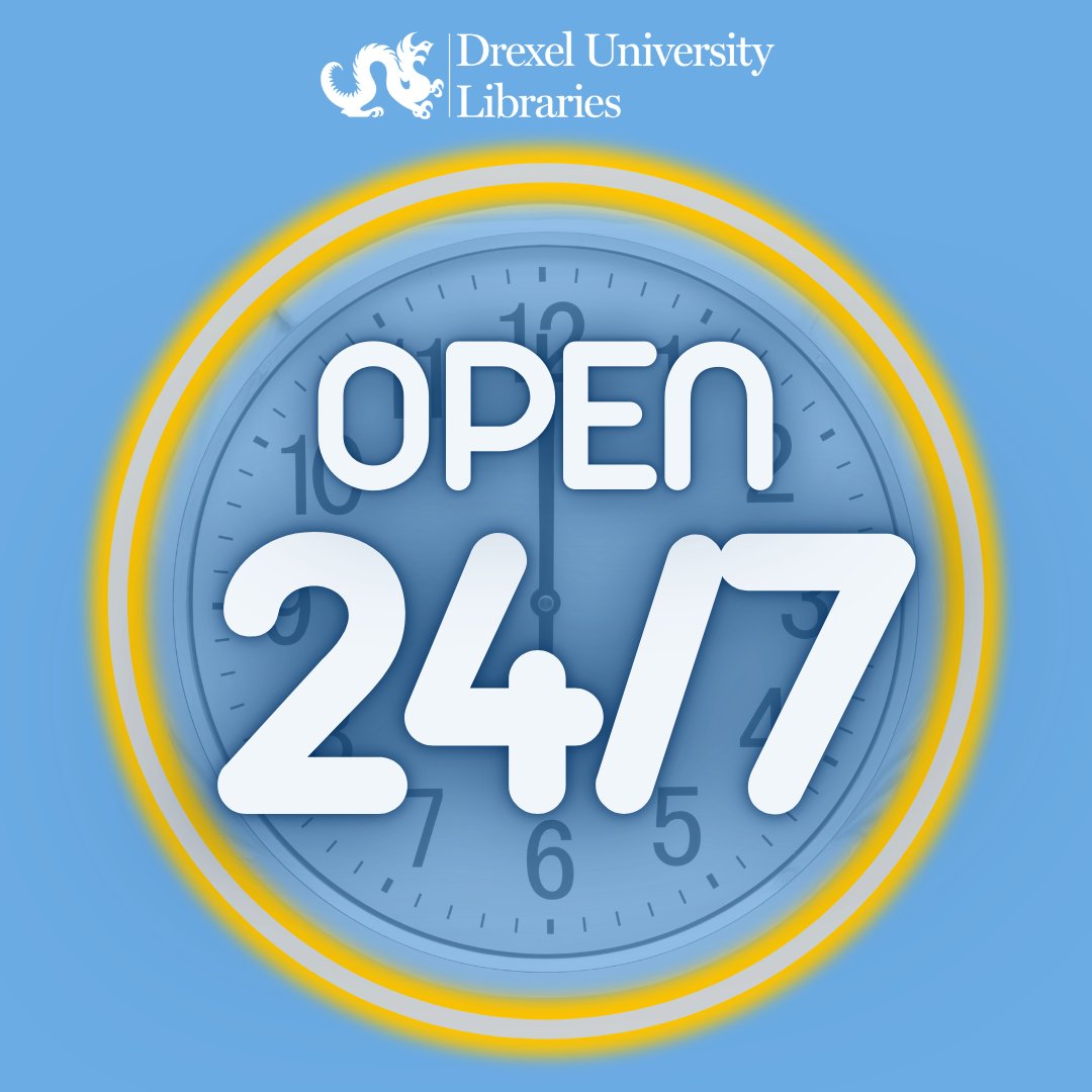 drexellibraries's tweet image. We're open #AroundTheClock today through Dec. 13 to help you power through finals! Stay as long as you need—our doors are open day &amp;amp; night so you can keep studying, writing &amp;amp; succeeding 🌃 ow.ly/6iRl50UfcWy