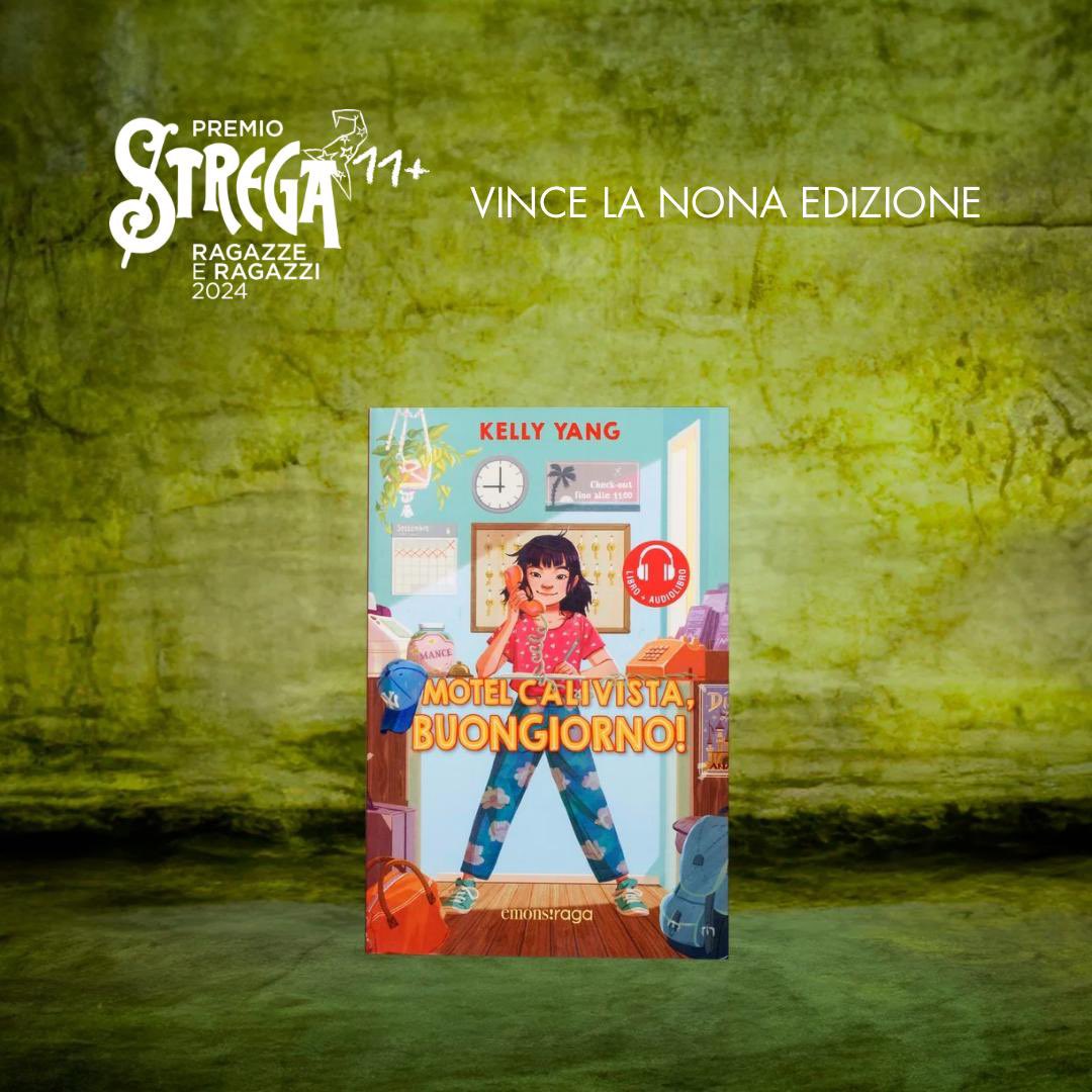 PremioStrega's tweet photo. «Motel Calivista, buongiorno!» (Emons) di Kelly Yang vince il #PremioStregaRagazzeeRagazzi, 
categoria 11+. https://t.co/QUx3me2OjV