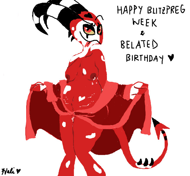 helluvabutt's tweet image. I&apos;ve been fucking blessed guys, so many beautiful blitties and bellies already today and then @ulieunha drops this masterpiece on my strawpage???!!! Stolas&apos;s incredible valentines standee but Blitzpreg, I have ceased to function, I have ascended