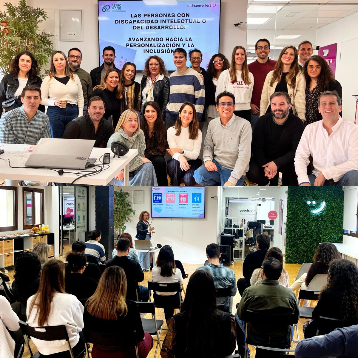 ASPROMANIS1964's tweet photo. Esta semana @CashConvertersE ha querido contar con nosotros para acercar la #discapacidadintelectual a todos sus empleados y conocer los recursos y apoyos que presta nuestra asociación, y allí hemos estado. Una experiencia enriquecedora e inclusiva para todos.#inclusion #RSC https://t.co/5Y7NMIKMTJ