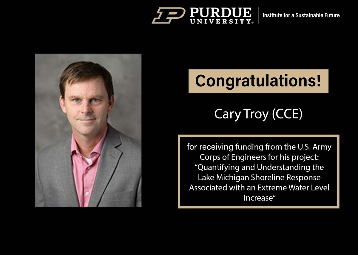 PurdueISF's tweet photo. Congratulations to #PurdueISF faculty affiliate Cary Troy of @PurdueCCE for receiving funding from the U.S. Army Corps of Engineers! https://t.co/iqcLGGCRtD